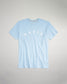 A light blue t-shirt featuring the word RUDIS prominently displayed in white letters across the chest