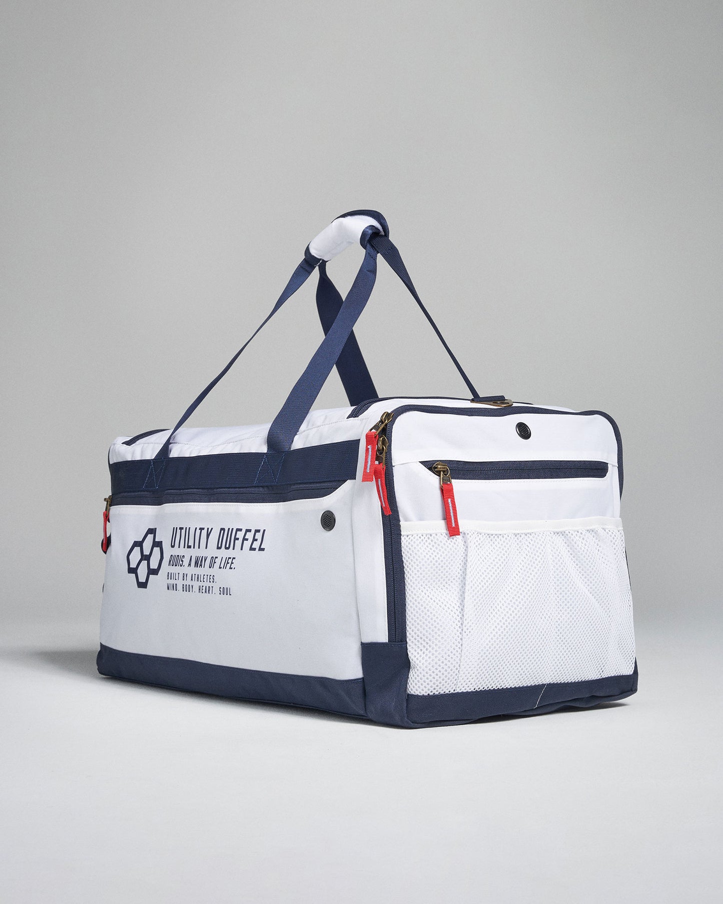 Trend Marine Travel Duffle Bag - White/Red 60x31x37cm Carry-On Bag With Shoulder Strap & Padded Handles