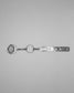 RUDIS Lacrosse metal keychain in black and silver featuring the signature RUDIS hex logo, engraved RUDIS Lacrosse branding, durable metal construction, and split key ring.