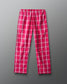 Pink plaid pants on a gray background