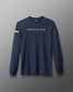 Navy long-sleeve shirt with 'WRESTLING' text on a gray background