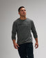 Man wearing a gray long-sleeve shirt with 'Wrestling' text on a gray background