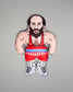 Pillow of a wrestler in a red singlet with American flag design on a gray background