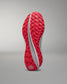 Red and white training shoe sole on a gray background