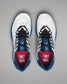 Top view of a pair of white RUDIS training shoes with black laces, blue and red accents, and USA Wrestling logos visible on the red insoles and blue tongues. Displayed on a light gray background.