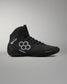 Black Wrestling shoe with a white logo on a gray background