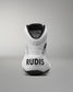 White Wrestling shoe with 'RUDIS' branding on a gray background