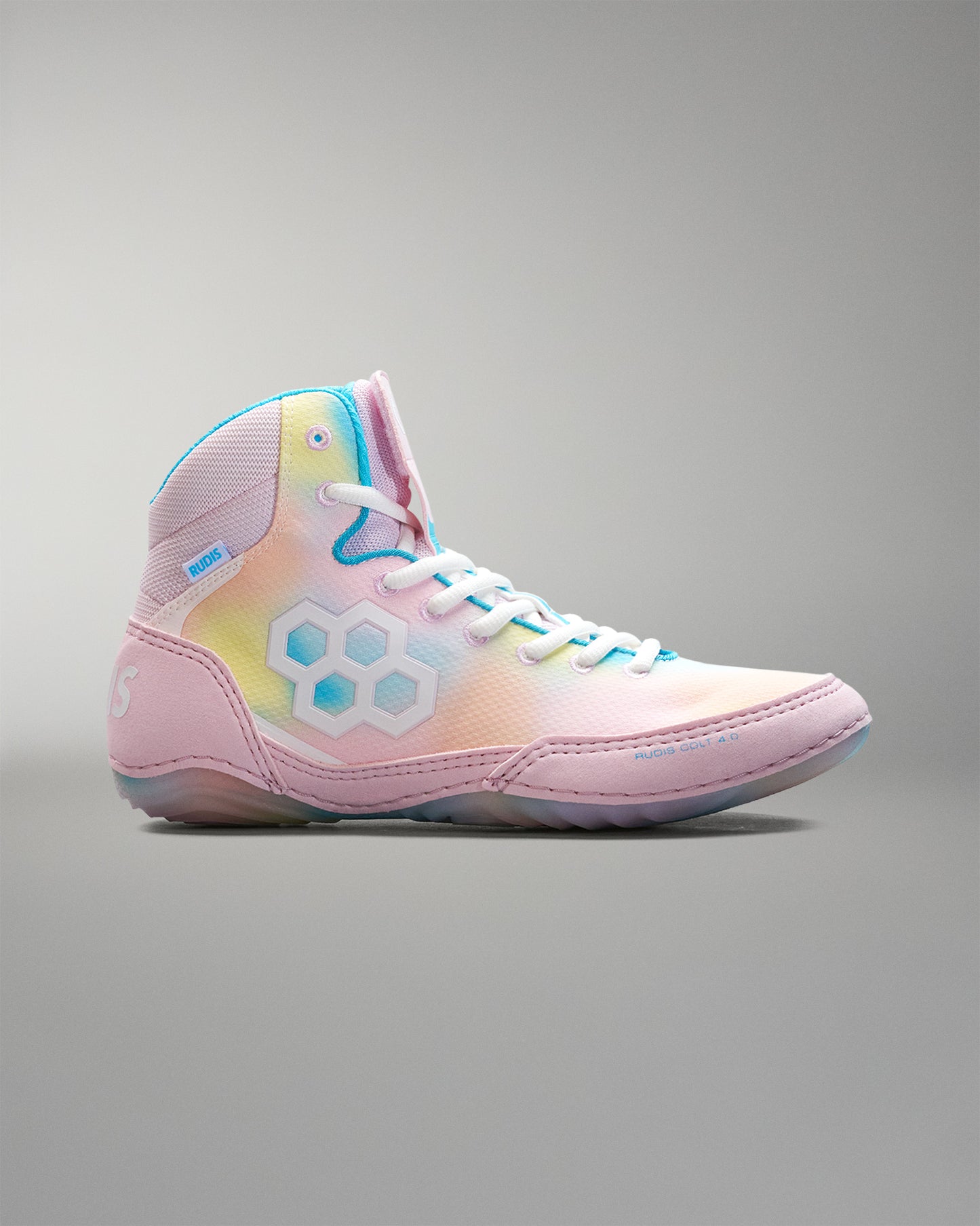 Pastel-colored Wrestling shoe on a gray background