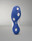 Blue and white USA Wrestling Shoes sole on a gray background