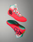 RUDIS Hildebrandt 2.0 Women’s Wrestling Shoes in Neon Surge shown from angled upper and outsole views.