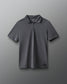 Gray polo shirt with a logo on a gray background