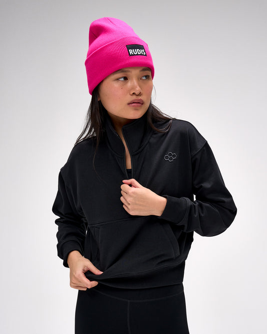 Sweat-shirt Luxe Terry 1/4 Zip pour femme - Noir