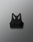 Black sports bra on a gray background
