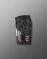Black athletic shorts with 'faith over fear' text on a gray background