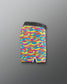 Colorful camouflage-patterned underwear on a gray background
