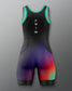 Multicolored athletic suit with a gradient effect on a gray background