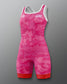 Pink camouflage wrestling singlet on a gray background