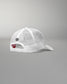 Rear angled view of the RUDIS Fearless Faith Bridge Trucker Hat in White, showcasing breathable mesh panels, adjustable snapback closure and black embroidered RUDIS emblem.