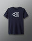A navy blue athletic shirt showcases a light gray 'RUDIS WRESTLING' logo with a modern hexagonal design, emphasizing comfort and utility for physical activities.