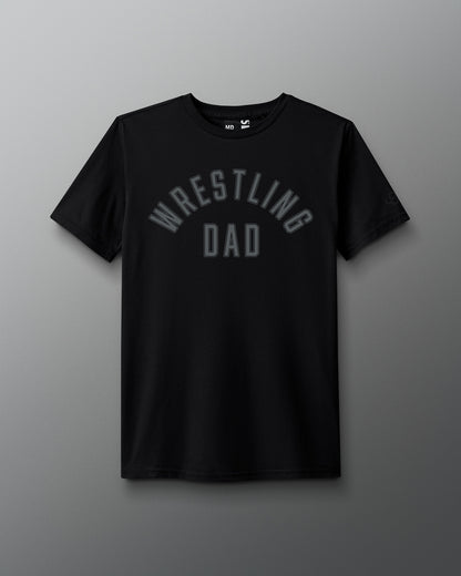 Black RUDIS Shirt with Grey "Wrestling Dad" word mark on front of shirt
