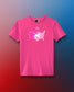 Pink t-shirt with a USA Wrestling graphic design on a gradient background