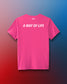 Pink t-shirt with 'A Way of Life' text on a gradient background