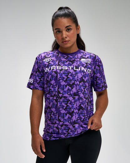 T-shirt camouflage sublimé avec logo de lutte