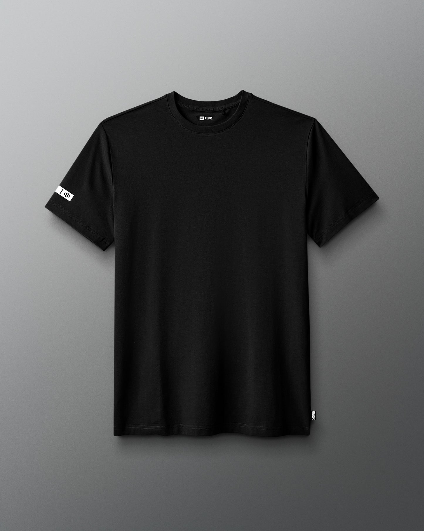 Black t-shirt on a gray background