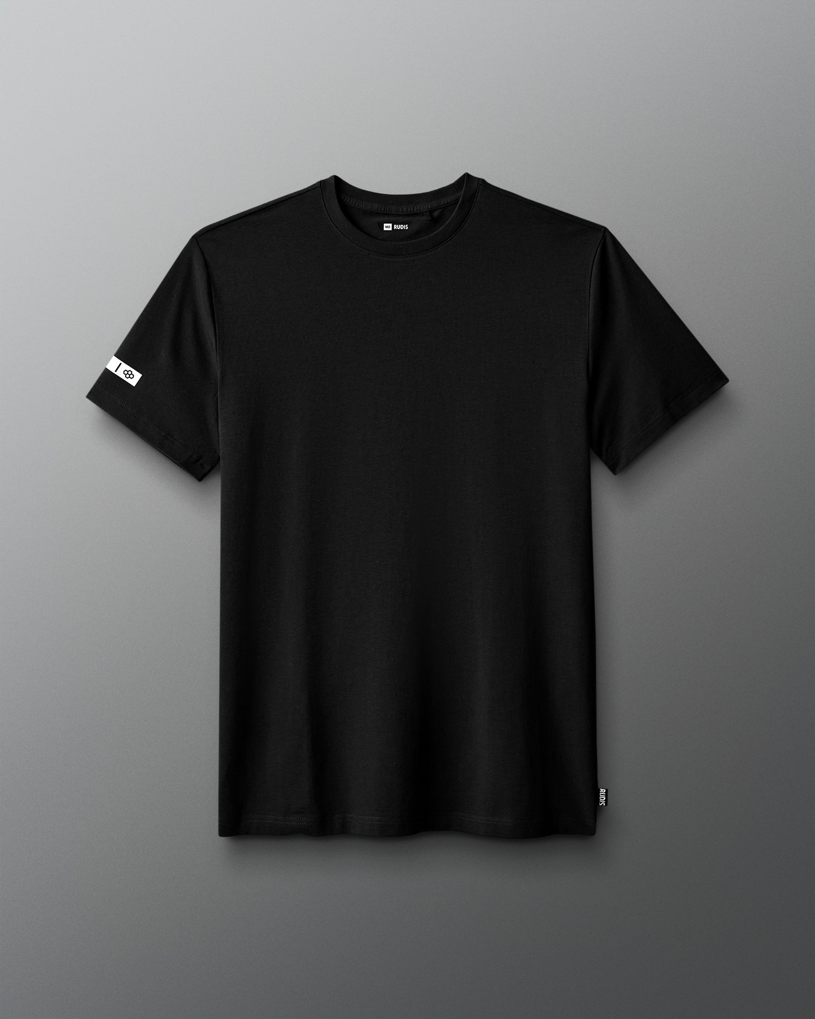 Black t-shirt on a gray background