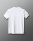 White t-shirt with a brand logo on the sleeve against a gray background
