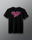 Black t-shirt with pink 'Wrestling Girl' text on a gray background