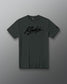 Front view of the RUDIS Script Elite Super Soft T-Shirt in charcoal with black RUDIS script logo.