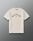 Front view of RUDIS Wrestling Classic Cotton T-Shirt in Bone featuring distressed arched WRESTLING lettering and the RUDIS Hex logo.