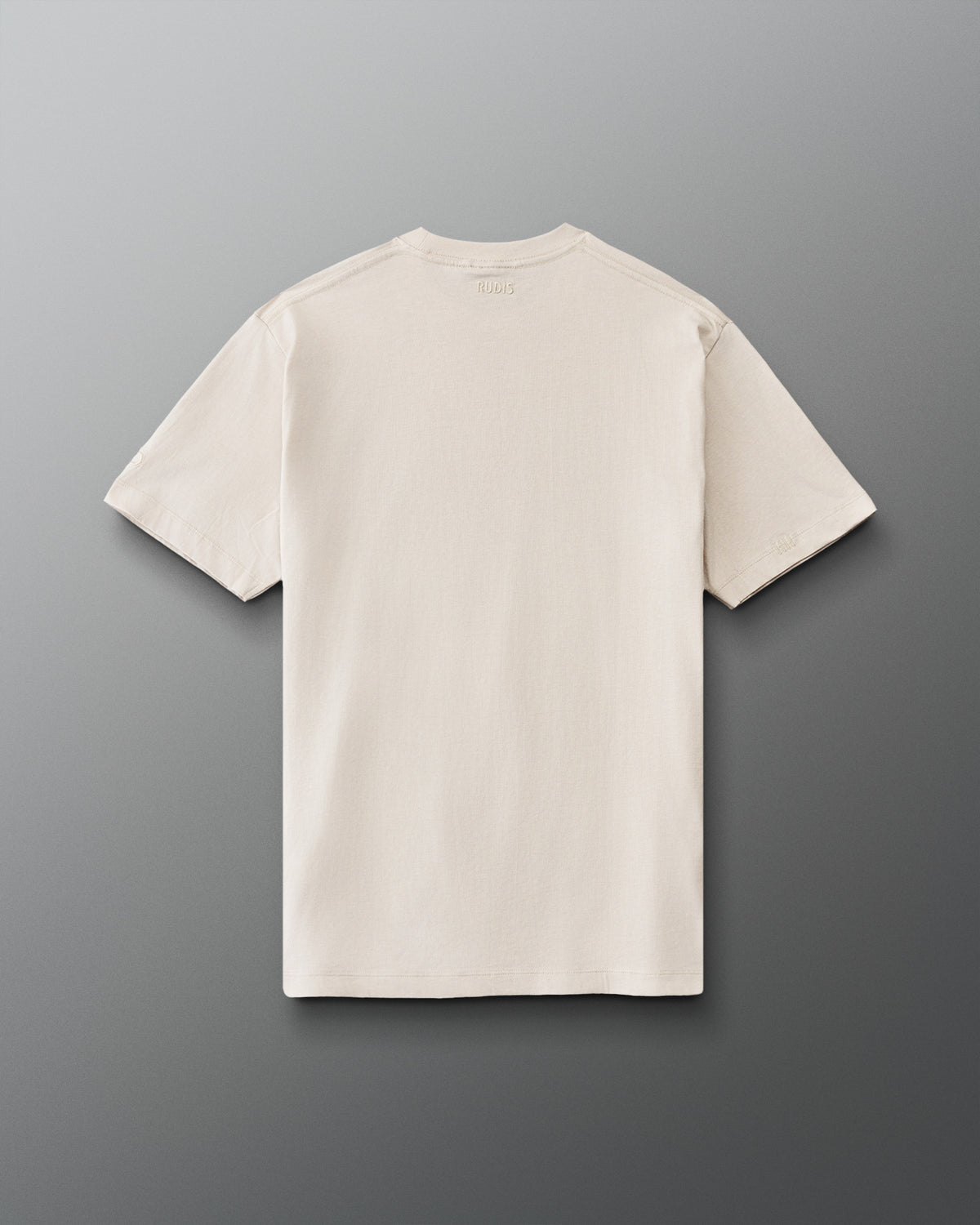 Back view of RUDIS Wrestling Classic Cotton T-Shirt in Bone with subtle tonal RUDIS branding below the collar.