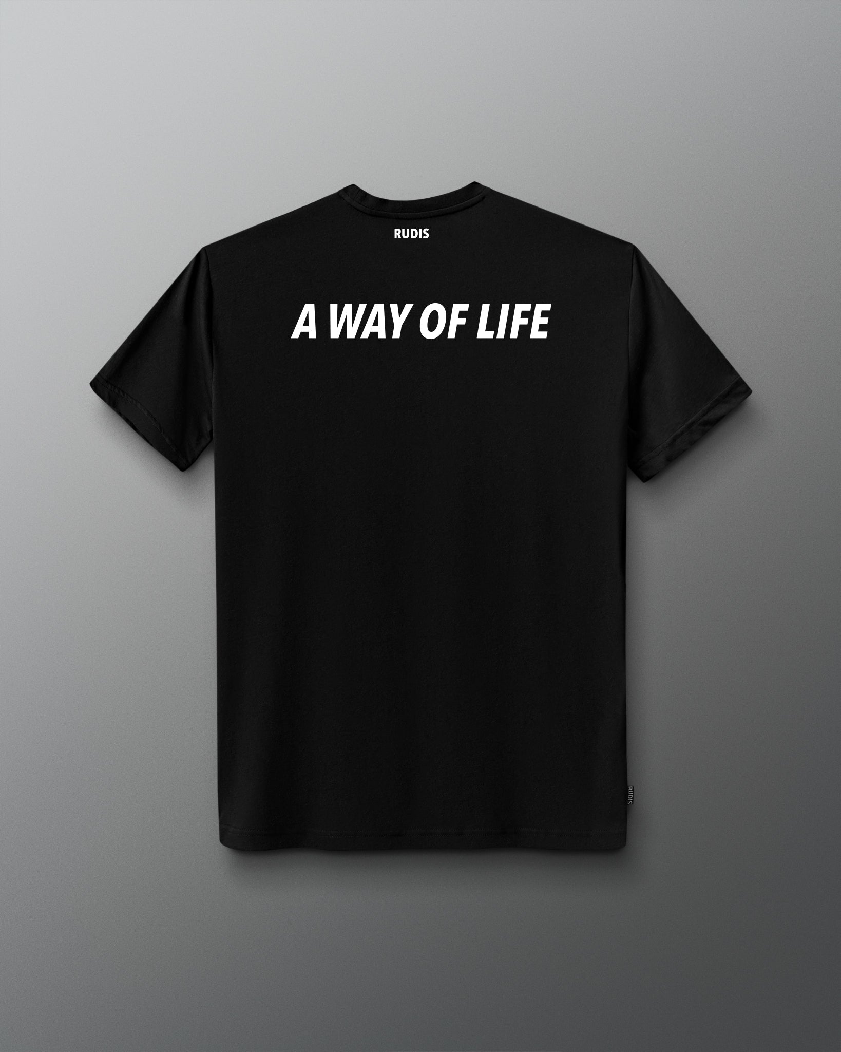 Back view of the black RUDIS Wrestling Mom Club Elite Super Soft T-Shirt with white “A Way of Life” graphic.