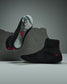 RUDIS Samurai Speed Adult Wrestling Shoes in Wabi-Sabi black with red accents, showing a side profile and translucent outsole with Japanese landscape artwork.