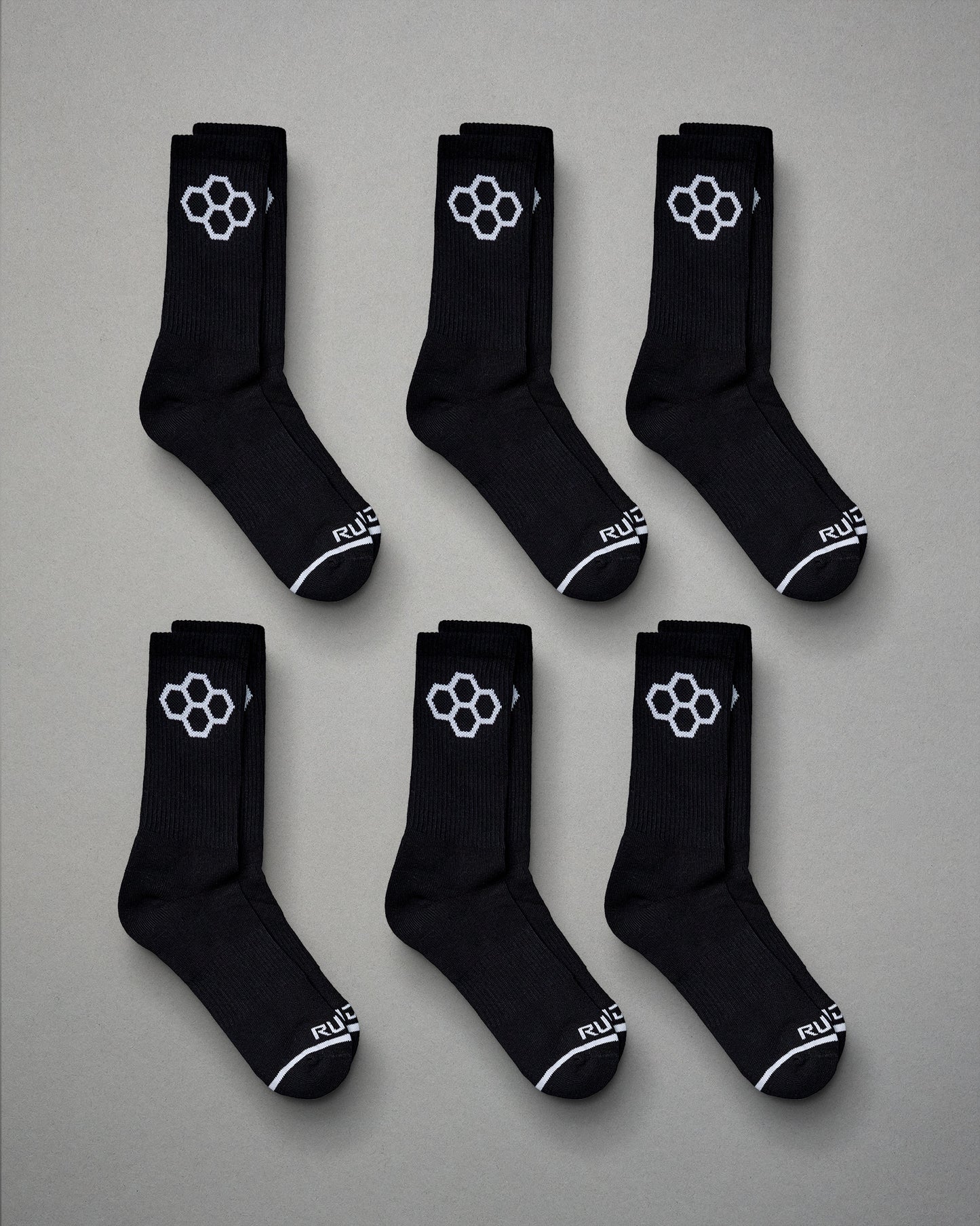 RUDIS Black Cushion Crew Socks (6 Pair)