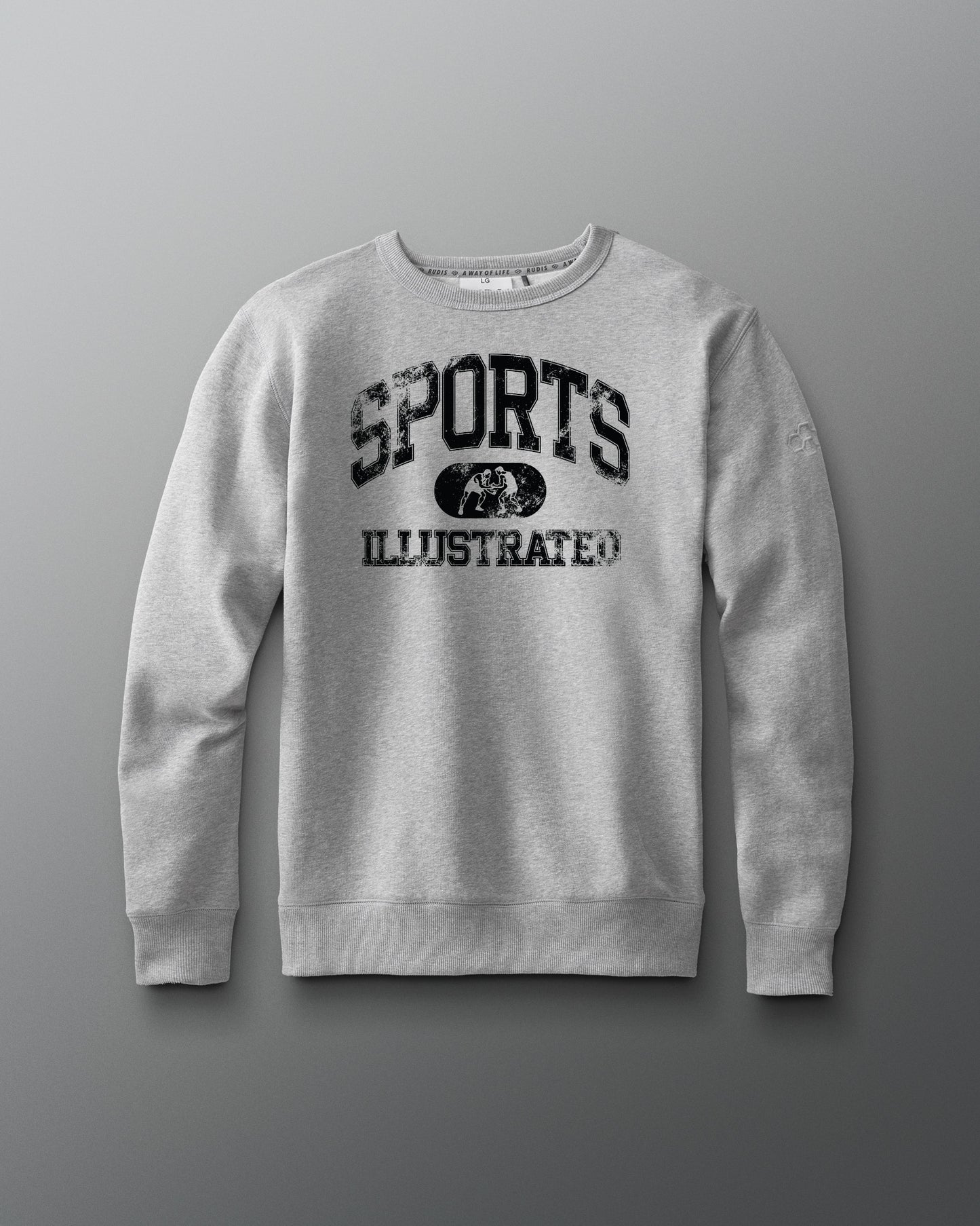 Gray sweatshirt with 'Sports Illustrated' text on a gray background