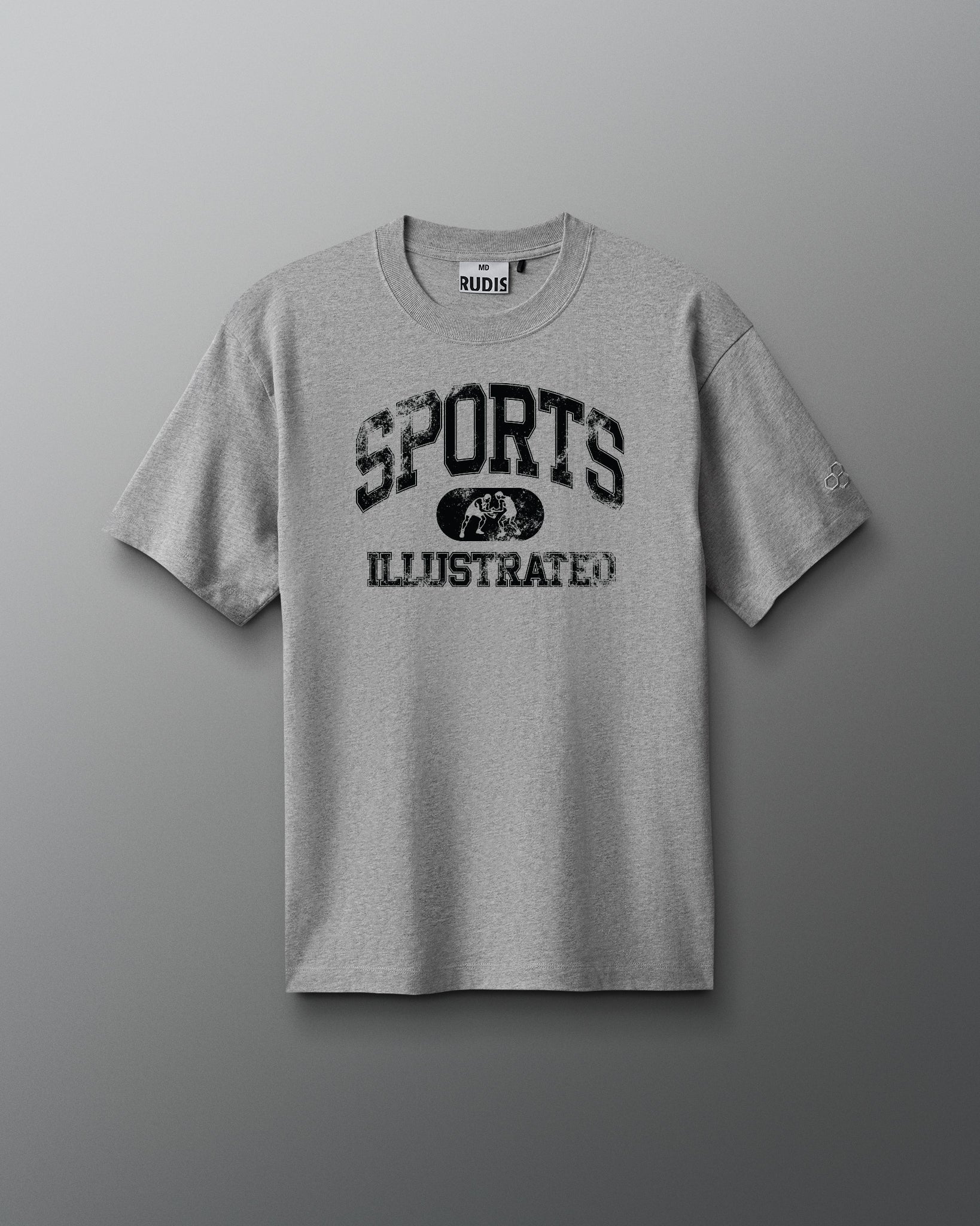 Gray t-shirt with 'Sports Illustrated' text on a gray background