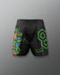 Black shorts with colorful graphic design on a gray background. TMNT. Teenage Mutant Ninja Turtle