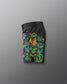 Black shorts with colorful graphic design on a gray background. TMNT. Teenage Mutant Ninja Turtle
