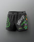 Black shorts with colorful graphics and text on a gray background. TMNT. Teenage Mutant Ninja Turtle