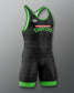 Black and green wrestling singlet with 'Teenage Mutant Ninja Turtles' branding on a gray background. TMNT