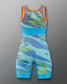Colorful wrestling singlet with a pattern on a gray background