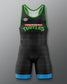 Black wrestling singlet with green and blue accents featuring 'Teenage Mutant Ninja Turtles' text on a gray background.
