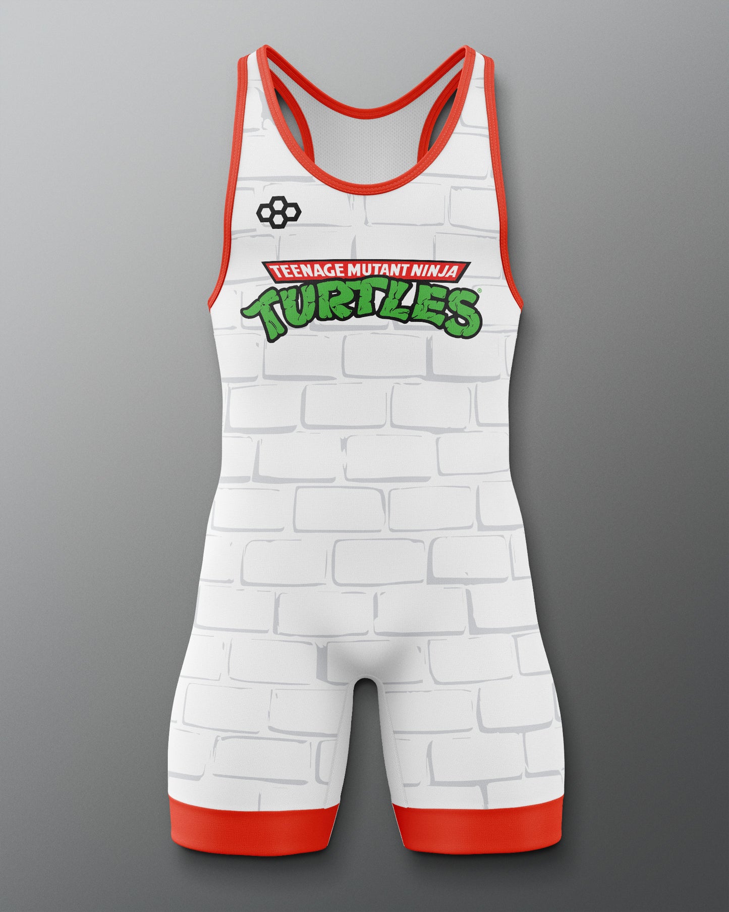 Singlet with Teenage Mutant Ninja Turtles logo on a gray background