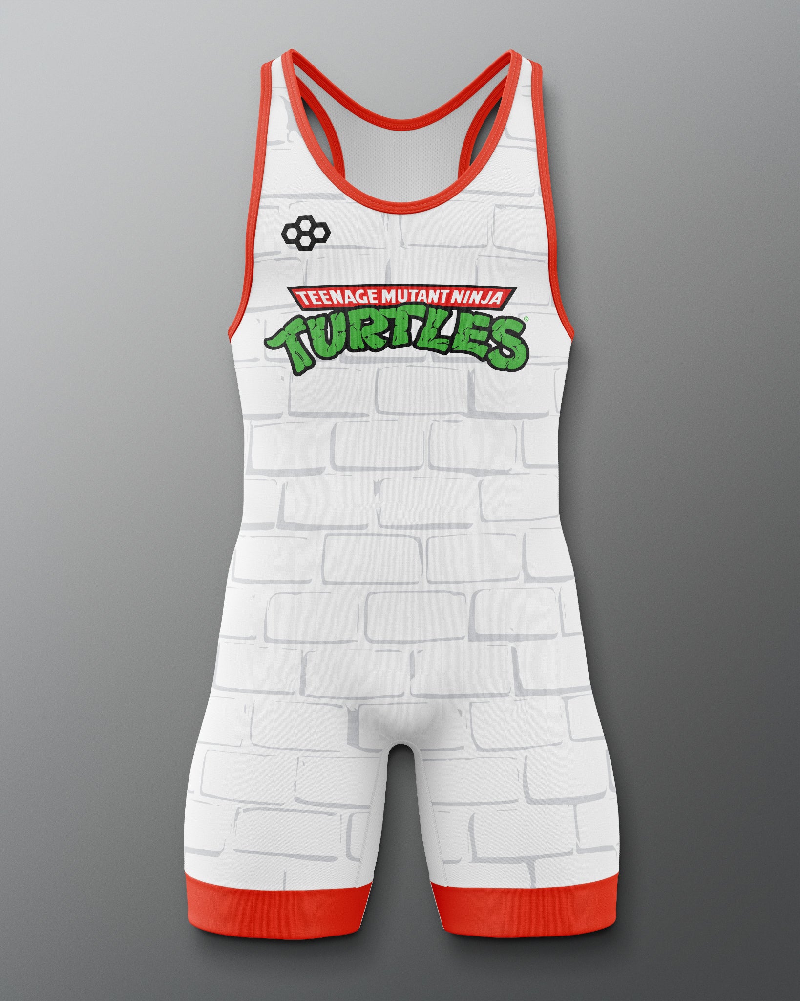 Singlet with Teenage Mutant Ninja Turtles logo on a gray background