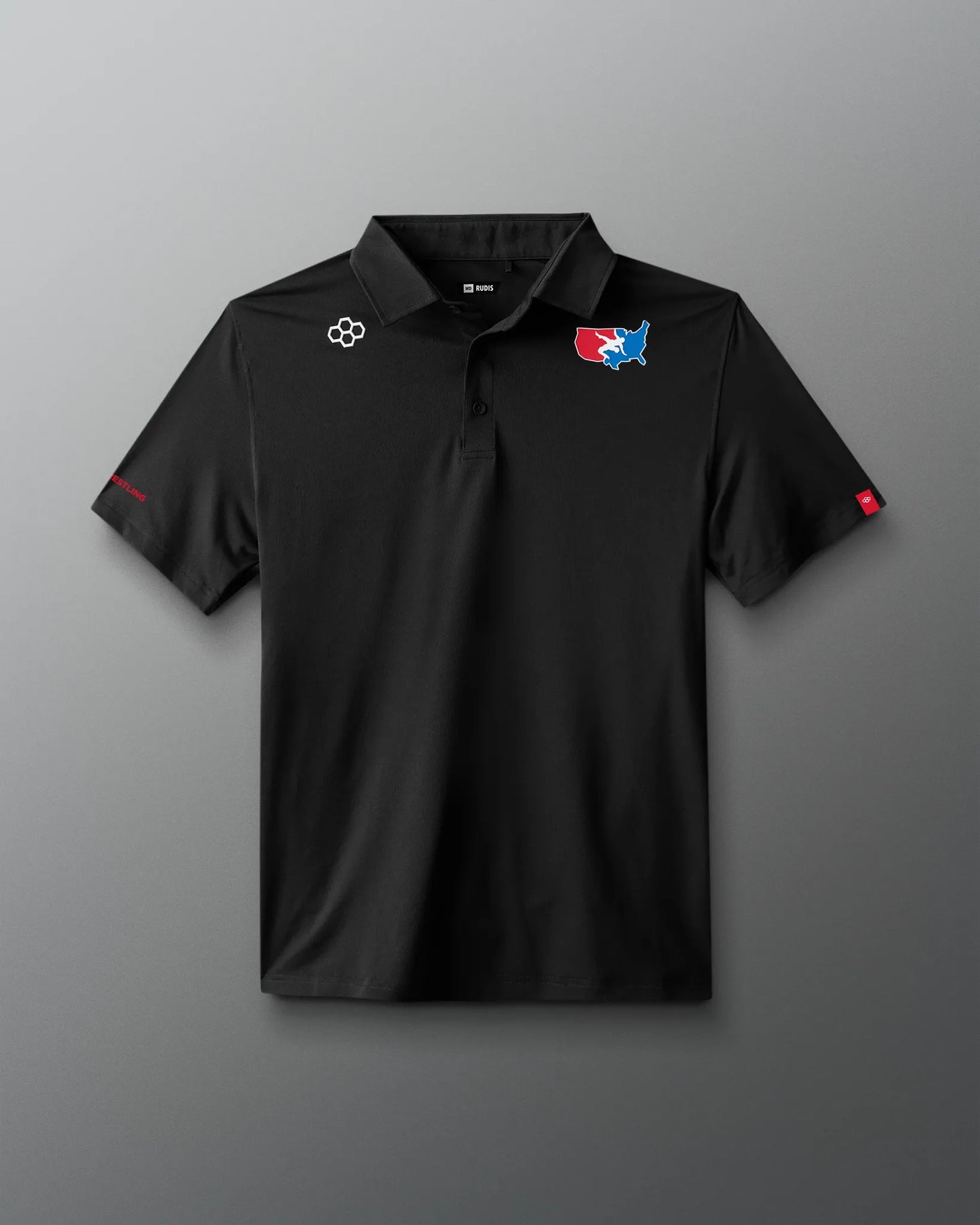 VIK - USA Wrestling Map Logo Classic Performance Polo - Black