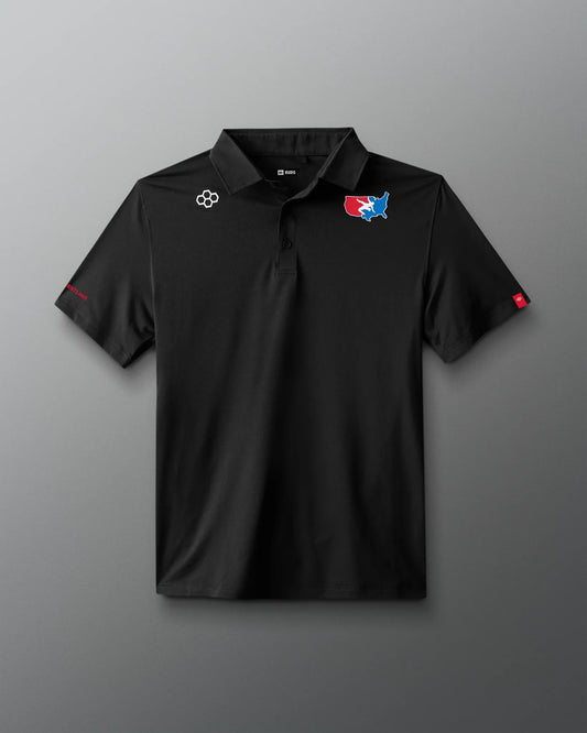 VIK - USA Wrestling Map Logo Classic Performance Polo - Black