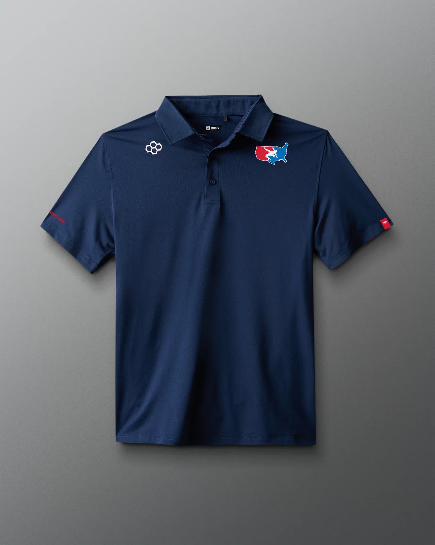 VIK - USA Wrestling Map Logo Classic Performance Polo - Navy